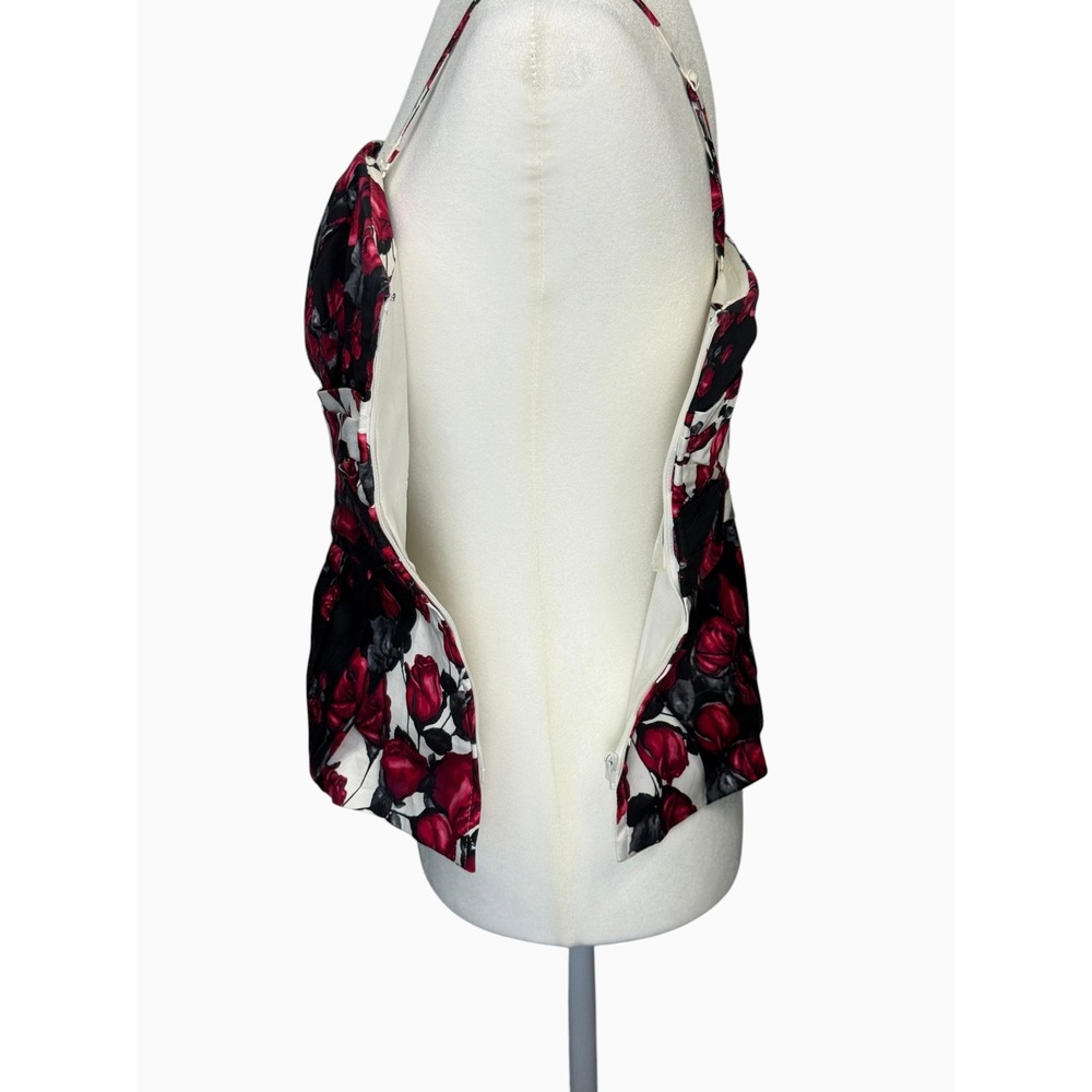 White House Black Market Floral Bustier Peplum Top Size M Strapless Rose Print - Picture 7 of 10
